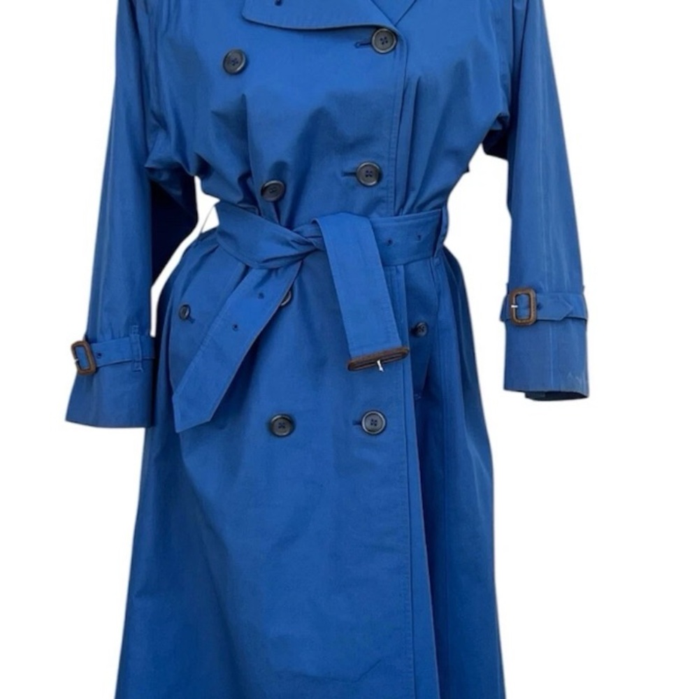 Vtg 80's Burberrys Blue Belted Button Trench Coat EUC sz 4 X-long